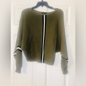FATE Green Ribbed Long Sleeve Striped Sweater Long Sleeve Top XS